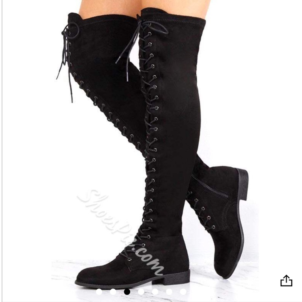 Cross-cross Thigh high boots